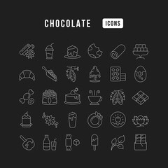 Set of linear icons of Chocolate