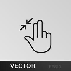 Fingers, gesture, hand, in , resize, two outline icons. Can be used for web, logo, mobile app, UI, UX