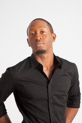 Fototapeta premium Pensive Black man looking thoughtful