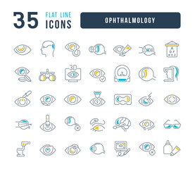 Set of linear icons of Ophthalmology