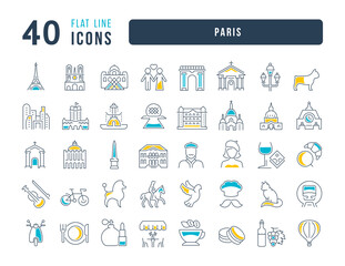 Set of linear icons of Paris