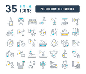 Set of linear icons of Production Technology