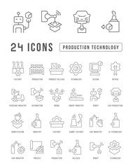 Set of linear icons of Production Technology