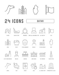 Set of linear icons of Qatar