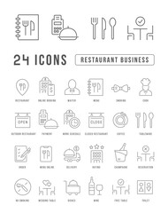 Set of linear icons of Restaurant Business