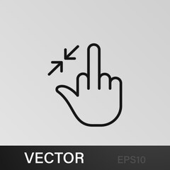 Middle, Fingers, gesture, hand, in , resize, one outline icons. Can be used for web, logo, mobile app, UI, UX