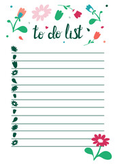 To Do List in doodle style. Vector illustration. Planner in autumn theme. Schedule. Notes template