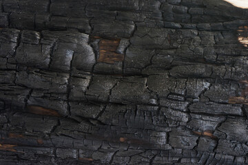 Black wood surface after fire