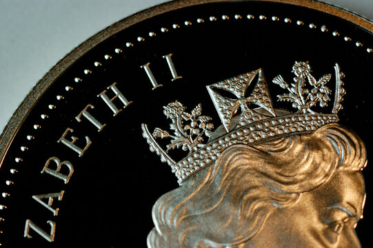 Crown of Queen Elizabeth II on a Silver Dollar Toronto, Canada - November 25, 2005