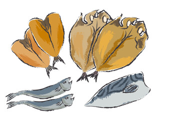 いろんな干物のイラストセット