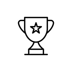 Trophy cup icon. Champions cup icon. Simple winner symbol. Victory sign. Black illustration isolated on white background.