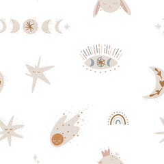 cute illustration. Sun and moon. space children's world. print interior poster. good dreams, baby bedroom