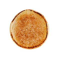 toasted bun on white background top view