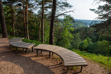 Fototapeta na wymiar The Hill Fort of Naujoji Reva in Silenai cognitive park near Vilnius, Lithuania