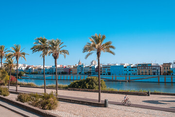 Panoramic of Betis street from the other side of the river.