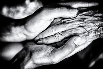 mani nelle mani, incontro fra giovani e vecchi