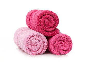 Obraz na płótnie Canvas Fresh pink towels rolled up