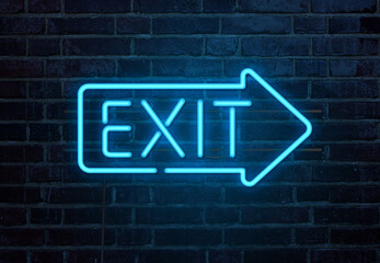 Exit neon sign - obrazy, fototapety, plakaty