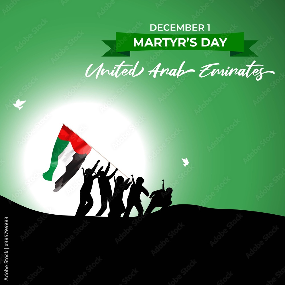 Wall mural united arab emirate's martyr's day, vector illustration, 1 december, with flag on patriotic backgrou