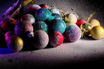 christmas decorations on a black background