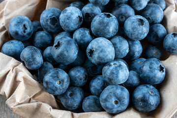 Blueberries on rustic background close-up
