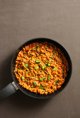 Keema curry in frying pan