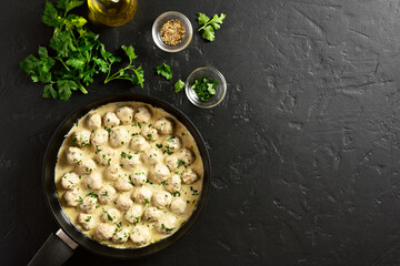 Swedish meatballs with white creamy sauce