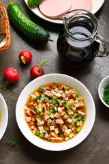 Cold russian soup Okroshka