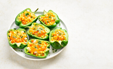 Baked green bell peppers