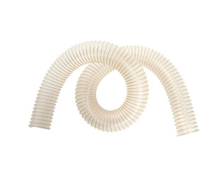 Corrugated polyurethane pipe isolated on white background
