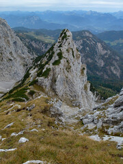 Mountain crossing Hackenkopfe mountains, Tyrol, Austria