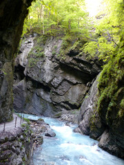 River Partnach at canyon Partnachklamm in Garmisch-Partenkirchen, Bavaria, Germany