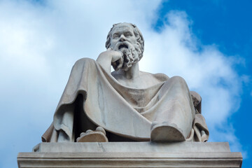 Socrates, one of the greatest philosophers and thinkers of manking, lived and teached in ancient Athens. His statue is at the Academy of Athens, in Greece, Europe. 