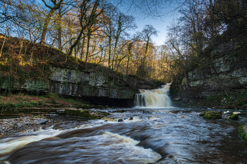 A full frame winter image of West Burton Falls, also know as Cauldron Falls, in the village of West...