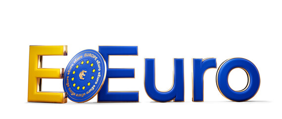 e-euro digital concept of Europe. digital currency of Europe creative abstract design 3d-illustration