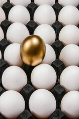 Golden egg in the middle of other eggs