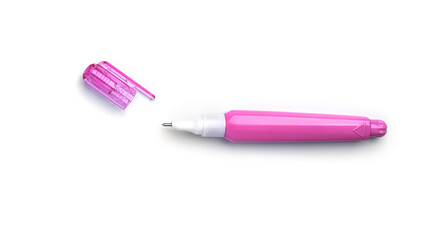 Pink pen corrector on whitr background. High quality photo