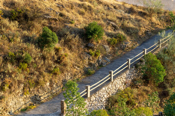 Fototapeta na wymiar small path with wooden fence