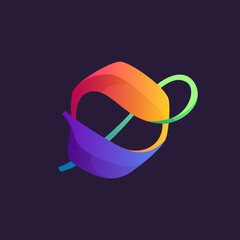 Vibrant calligraphy O letter logo with colorful gradients.