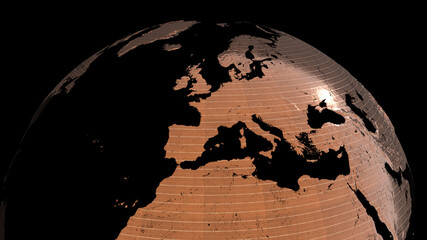 Solar cells Earth. 3D render. 