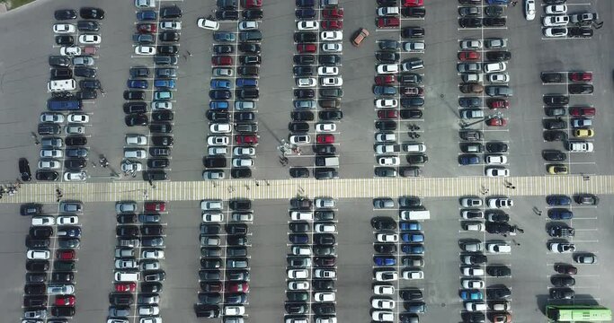 Russia, Republic Of Karelia, Sortavala, Aerial view of filled parking lot in Ruskeala Mountain Park.
