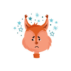 Funny Squirrel Muzzle with Emotion of Sadness Vector Illustration