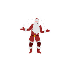 Santa Claus with White Beard and Red Coat as Merry Christmas Character in Standing Pose Vector Illustration