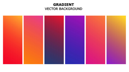 Gradient vector background set. Colorful abstract vector collection, various colors editable vectors