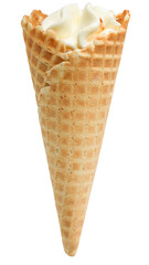 Ice cream in a waffle cone isolated
