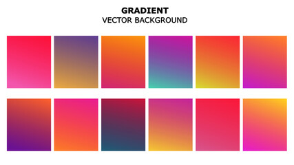 VIvid gradient vector colorful abstract background set. Minimalist multicolor gradient vector design, colorful new creative collection