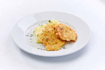 fried chicken breast with mashed potato