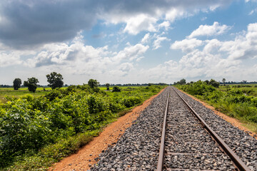 Obraz premium Rails du train de bambou à Battambang, Cambodge