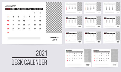 Desk Calendar template - 12 months included