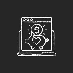 Crowdfunding platform chalk white icon on black background. Practice of funding project by raising small amounts of money from large number of people. Isolated vector chalkboard illustration